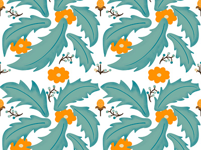 Orange Spring art blue design digital painting digital design floral flowers graphic design illustration orange print spring summer wallpaper