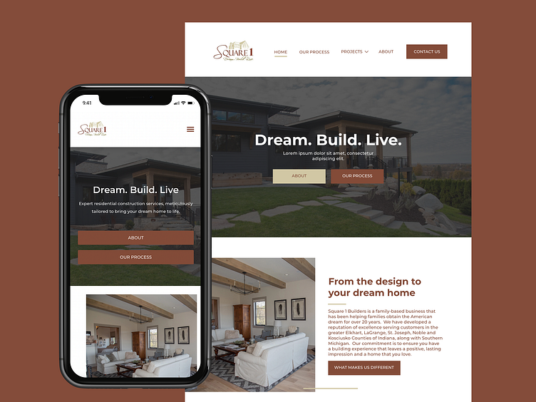 Square 1 Builders site Design by Ashley Khakeo for Vala Marketing on