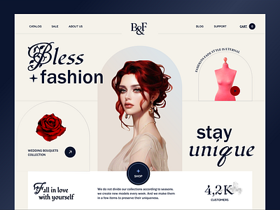 Bless Fashion Web Site Design: Home Page UI animation branding design graphic design illustration logo prototyping ui vector