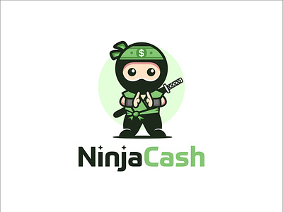 Ninja Cash adorable brand identity branding cash cash logo character earning finance fun growth logo logo designer market mascot mascot design money ninja ninja design playful succes