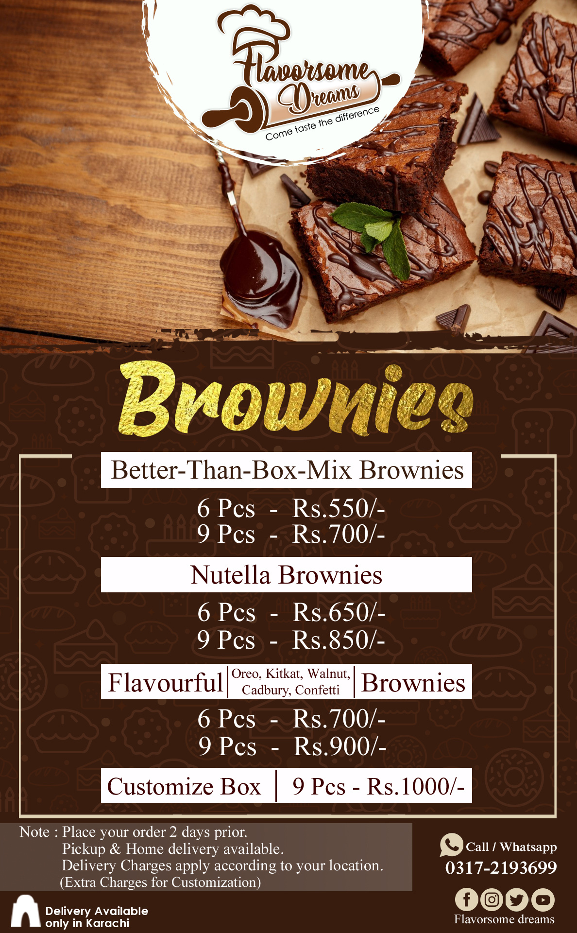 Flavorsome Dreams Brownies Menu Card by Syed Faizan on Dribbble