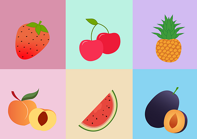 Fruits cherry colorfull delicious eat fruits funny illustration illustrator nice peach pinapple plum smoothie strawberry summer summer fruits summer vibes watermelon