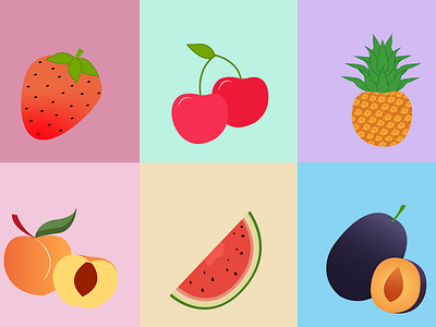 Summer seamless pattern with yellow fruits, flowers, ice cream by Galyna  Karban on Dribbble