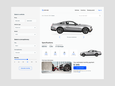 Car web page information car clean information car minimal page ui usr interface