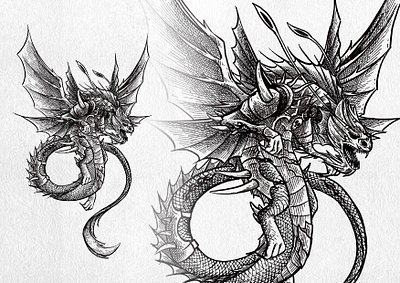 DRAGON, vintage tattoo design illustration artwork branding dark darkart design dragon gothic graphic design illustration logo rockhopper tattoo ui vintage
