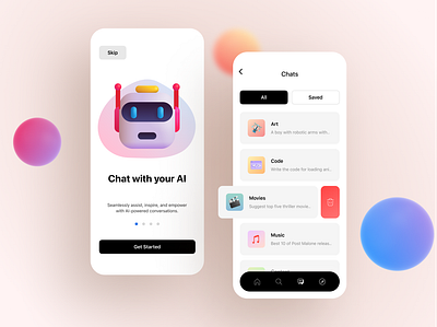 AI Chat Assistant App ai app chatbot design figma illustration mobileapp mockup ui uidesign ux