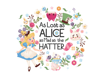 As lost as Alice, as mad as the Hatter adobe illustrator cartoon character design flatdesign graphic design icon illustration typography vector