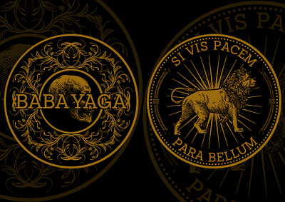 BABAYAGA, illustration for 2 side coin artwork branding coin dark darkart design gothic graphic design illustration lion logo rockhopper skull ui