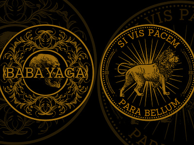 BABAYAGA, illustration for 2 side coin artwork branding coin dark darkart design gothic graphic design illustration lion logo rockhopper skull ui