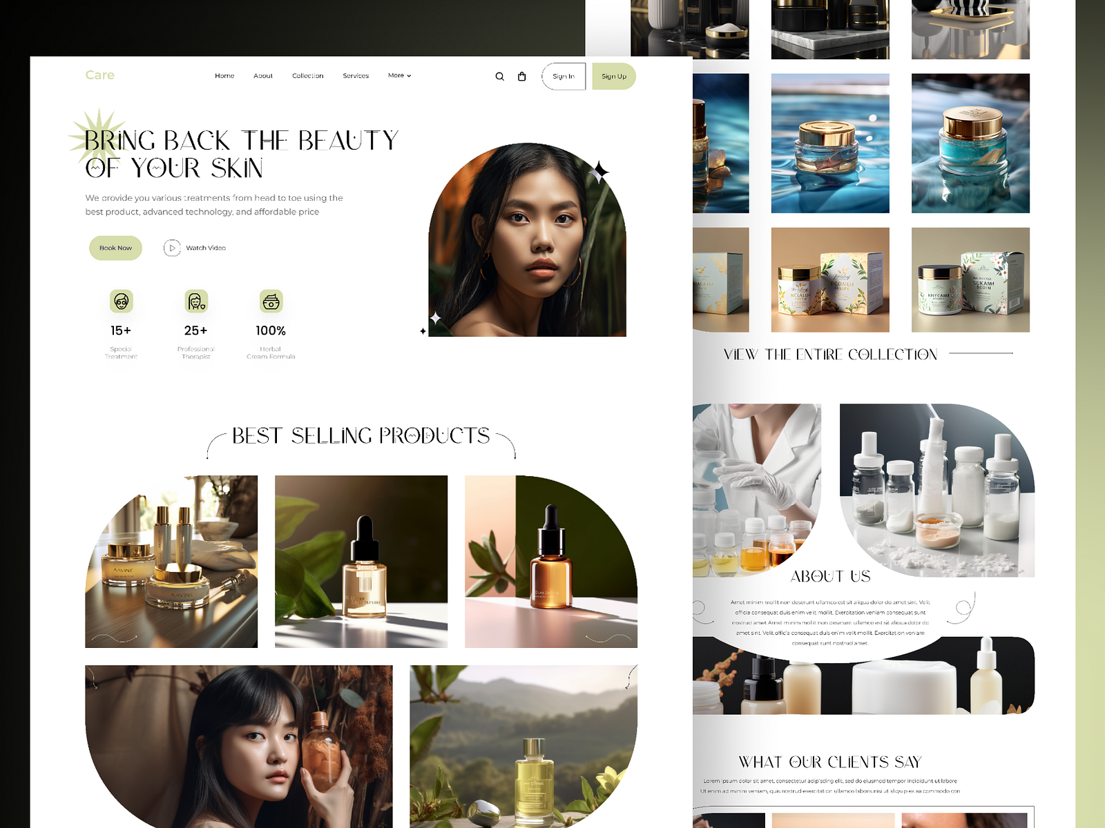 Skin care products website by Liza Konovalova on Dribbble