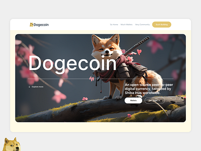 Dogecoin UI UX redesign concept bitcoin crypto crypto ui cryptocurrencies cryptocurrency design doge doge ui dogecoin elon musk shiba inu ui web design yellow