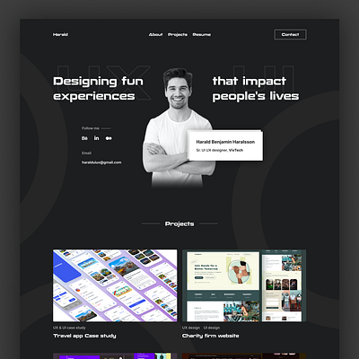 Portfolio website black and white design dark dark ui design designideas homepage landing page personal website portfolio portfolio website ui ui design ux web web design website website design