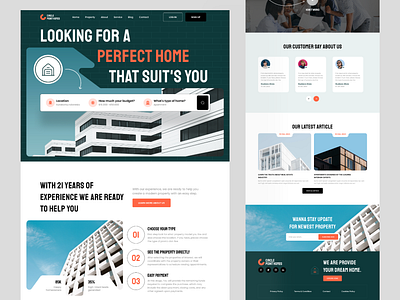 Property Landing Page Website agency agency business design illustration landing page poperty real estate real estate ui trendy design website design