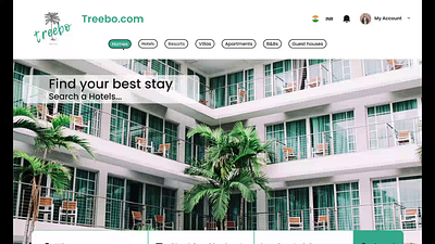 My Treebo Hotel Website Prototype: Explore and Book Your Perfect animation branding design hotelbooking logo ptoto typography ui ux webdesign website