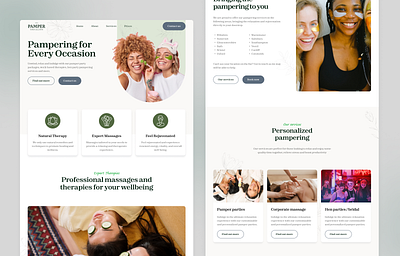 The Pamper Specialists business clean client homepage landing page massage minimal neutral pamper therapy ui web design website