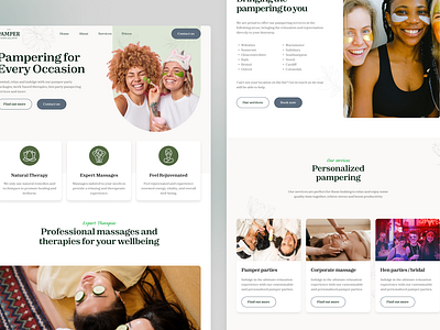 The Pamper Specialists business clean client homepage landing page massage minimal neutral pamper therapy ui web design website