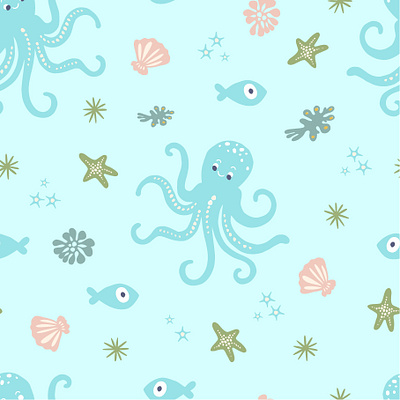 Octopus baby pattern cute octopus design illustration patt pattern pattern design seamless pattern