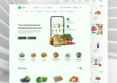 Grocery store website design corporate website shop ui