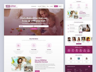 Babysitter Nanny Website Landing Page app design app screens babysitter babysitter app babysitter landing page babysitter nanny websit babysitter website babysitting babysitting app babysitting website branding caregiver app dribbble best shot healthcare landing page design landing page website nanny landing page nanny website pragnent uiuxdesign