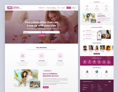 Babysitter Nanny Website Landing Page app design app screens babysitter babysitter app babysitter landing page babysitter nanny websit babysitter website babysitting babysitting app babysitting website branding caregiver app dribbble best shot healthcare landing page design landing page website nanny landing page nanny website pragnent uiuxdesign