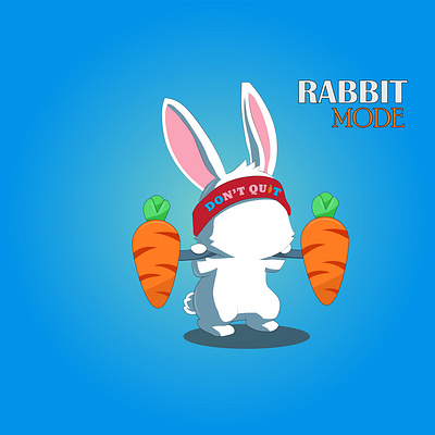 Rabbit mode cute design do it dont quit fitness graphic design gym illustration motivation rabbit rabbit mode sports vector