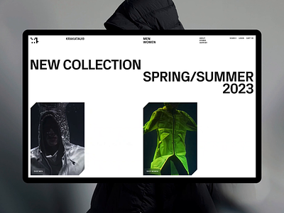Krakatau — Website. Experimental design fashion grid krakatau layout pitch techwear ui web