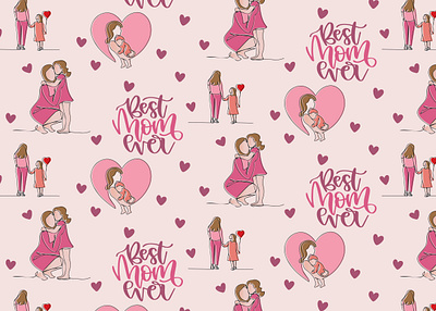 Mother's love best mother daughter desgin illustration mother mothers day pattern wraping