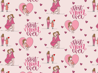 Mother's love best mother daughter desgin illustration mother mothers day pattern wraping