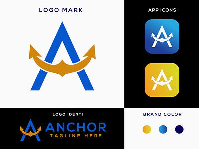 Concept : Anchor - Logo Design (Unused ) a logo anchor brand identity business logo company logo letter a ship ship logo