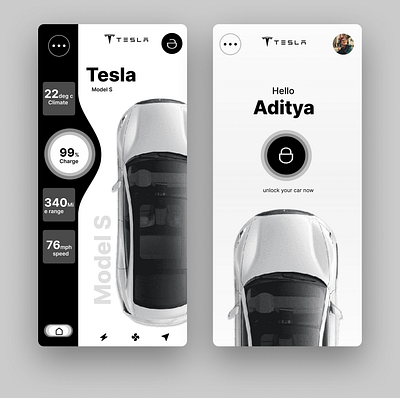 Tesla car mobile app UI 3d black branding design graphic design illustration logo ui ux vector