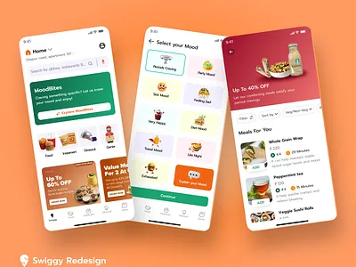 Swiggy Mood - Based Orders appdesign challange cleanui design figma foodapp minimal mobileapp moodbased personalized recommendtions redesign swiggy ui uichallenge uidesign ux vector