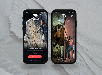 Fit Block - Fitness for Climbers bouldering branding climbing design fitness graphic design gym mobile mountains nature sport climbing training ui ux
