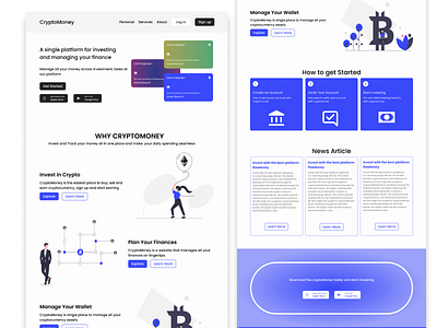 CryptoMoney is Fintech website ui