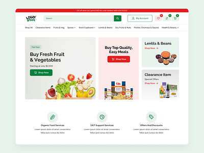 Home page Design for an Ecommerce Grocery Store creative home page design inspiration ecommerce design ecommerce home page ecommerce website innovative design ui design ui inspiration ui ux uiuxdesign webdesign