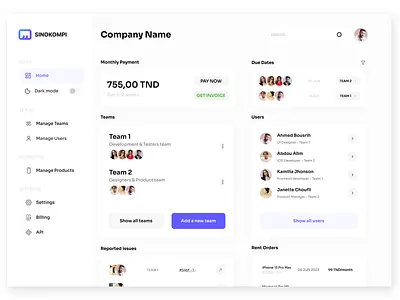 Products Renting Company - Dashboard UI Exploration app clean dashboard design icon ios logo manage members minimal minimalistic pay price product settings team teams ui users