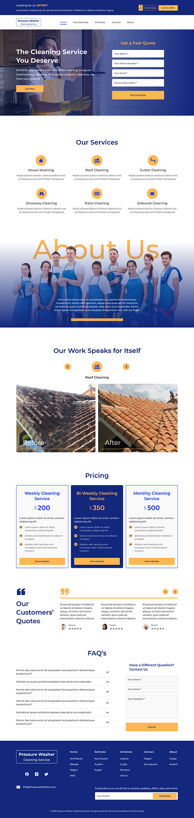 Cleaning Services landing page clean design landing page service ui ux web design