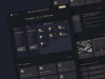 Filemer | Web Design design file manager gnome kdeplasma landingpage linux ui website