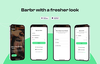 Barbr Auth Flow app design branding product design ui uiux uxdesign