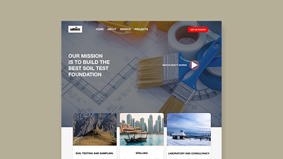 Construction company home page design design landing page mockup page ui ui design ux web design
