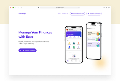 VillsPay Landing Page Design branding design graphic design product design ui uiux web design