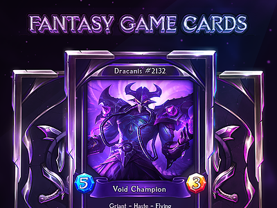 Fantasy Trading Game Cards Template - Dracanis 🐉 board cards template board game card back design fantasy fantasy cards game cards gaming gaming card hearthstone style cards mmorgp mmorpg tcg ui