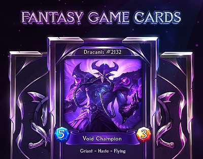 Fantasy Trading Game Cards Template - Dracanis 🐉 board cards template board game card back design fantasy fantasy cards game cards gaming gaming card hearthstone style cards mmorgp mmorpg tcg ui