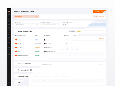 Daily Reports - Construction Web App aeco app building construction daily reports design desktop field reports ingenious.build jobsite minimal product reporting site diary ui ux