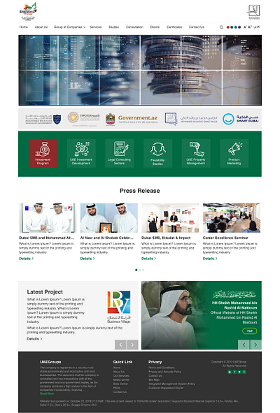 Website Concept Design for UAE Group company concept concept design creativity design dubai investment ui ux website design website development