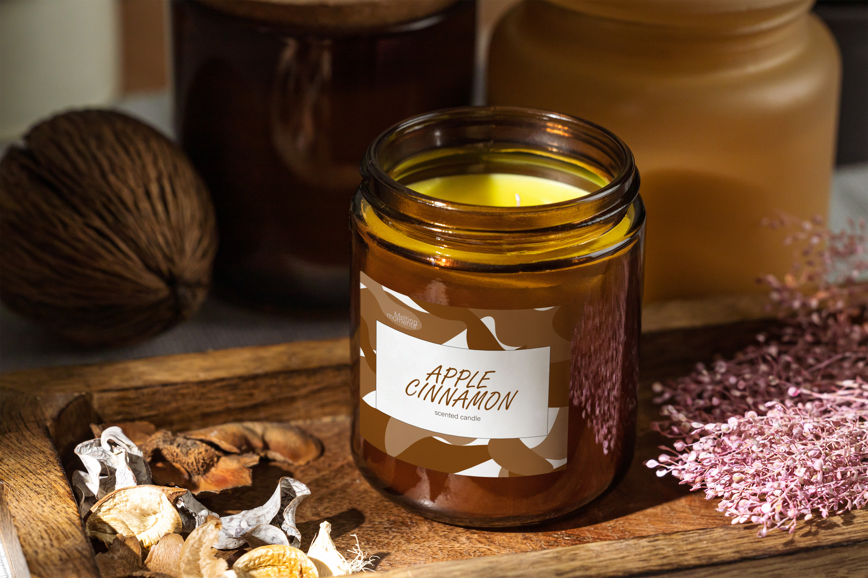 Candle sticker design branding candle design graphic design mockup scents