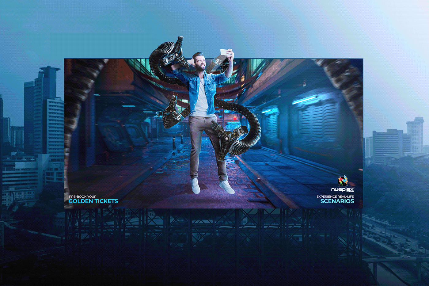 Nueplex Cinema - Real Experience 3d advertising animation art art direction billboard branding color composition creative graphic design manipulation trending ui web design