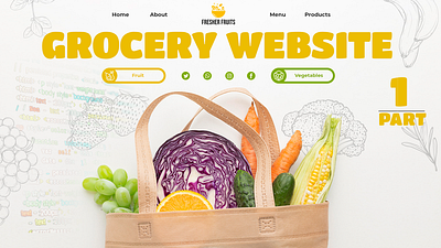 Grocery Website Design Thumbnail. banner design graphic design thumbnail design ui design youtube