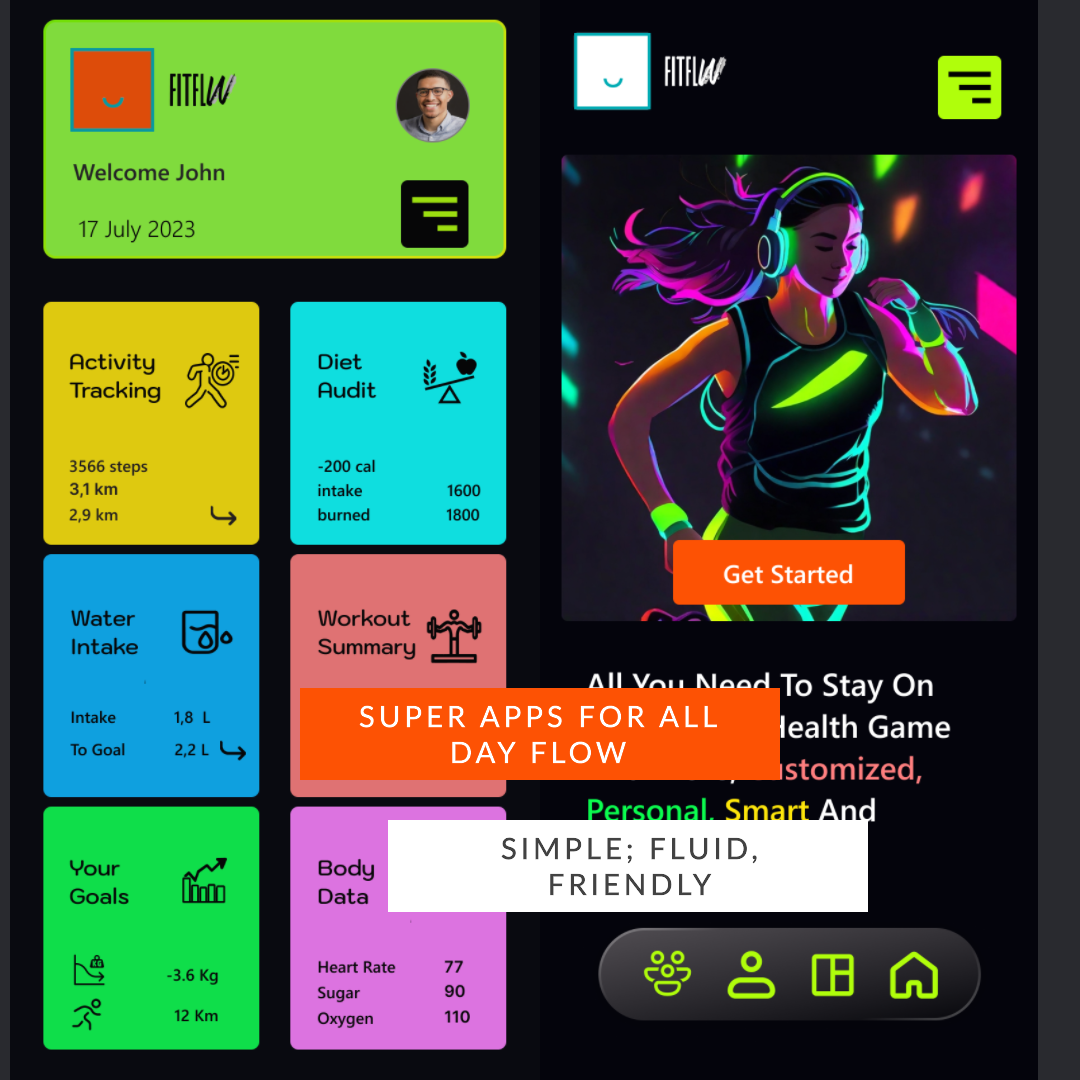 Fitflow calorie tracking fitness lifestyle ui ux