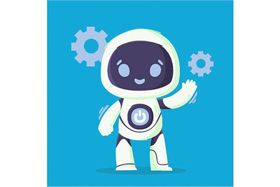 Cute Robot Icon Illustration android artificial cyborg future icon illustration intelligence machine mech robot toy vector