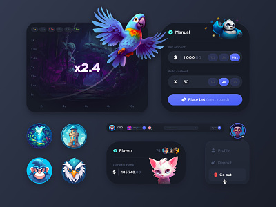 Crash - UI Kit : Casino 2d 3d bet betting casino crash elements gambling game interface icon illustration menu platform poker roulette ui ui kit ux web design window